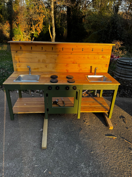 Double Sink Mud Kitchen – Dual-Function Water Play Station $60